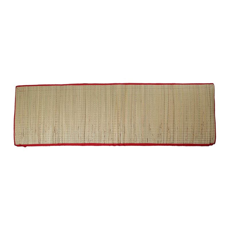 CRAFT OF INDIA - Foldable Mat Korai River Grass (5 X 6.5 ft, Red Cotton Fabric) with 20MM Soft Foam Comfort Cushion and Portable Mattress