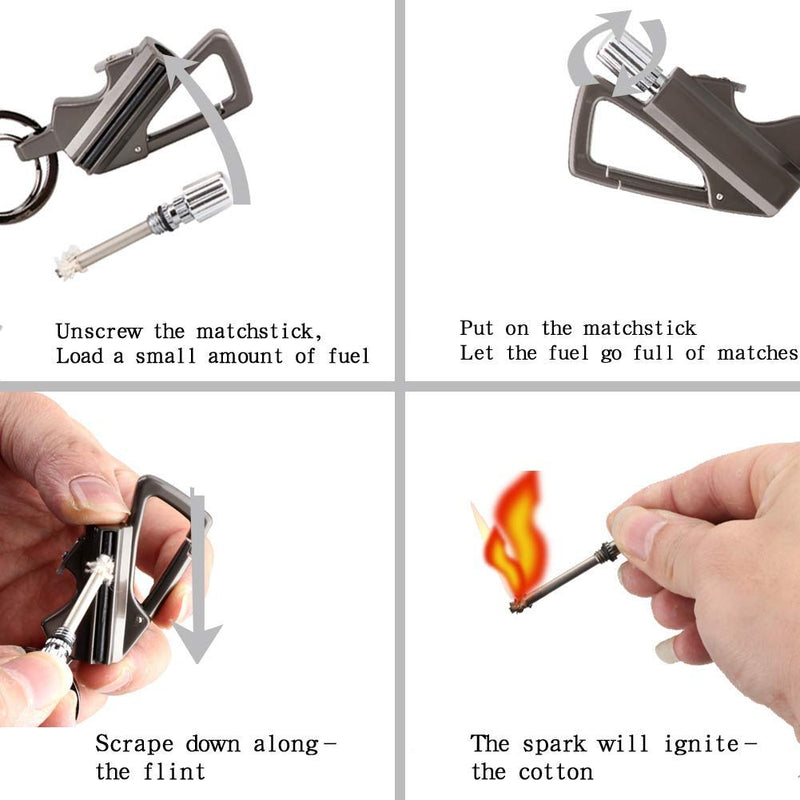 WBD 3 in 1 Premium Look Cigarette Lighter Cum Bottle Opener Cum Key Chain Metal Body (Silver) Matchstick Fire Starter Great Kerosene Refillable Lighter