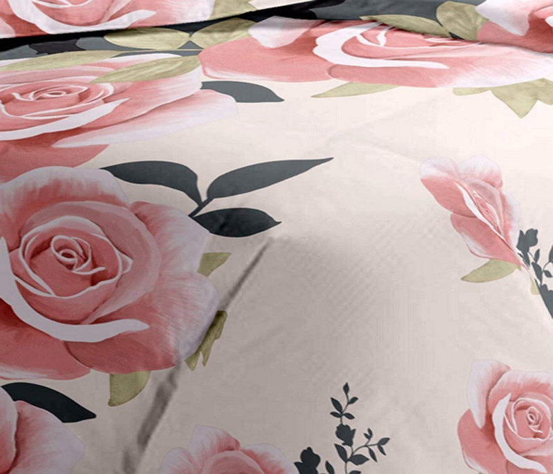 Craft Venture Beautifully Design & Pink Rose Printed Microfiber Reversible A/C Single Bed Blanket/Dohar/Quilt