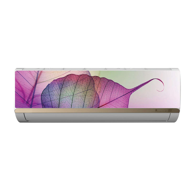 VVWV Pink Leaf Graphic Full Wrapped Creative AC Sticker Air Conditioner Skin Decal for Home Living Office Multicoloured Vinyl Printed Standard SizeL X H 100 X 30 CMS