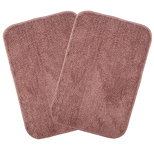 Stitch weave Anti-Skid Microfiber Plain Door mat Set of 2 - (40 x 60 cm, Brown)