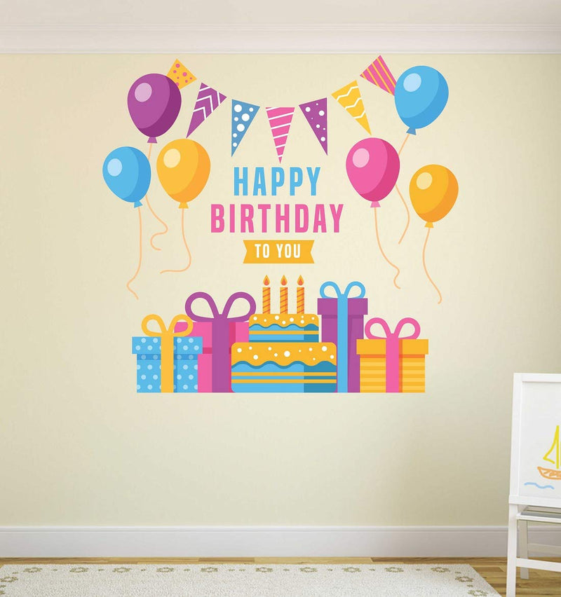 Tuffuk Happy Birthday Large Vinyl Wallstickers for Home Decorations(60 cm x 60 cm)5TZ025