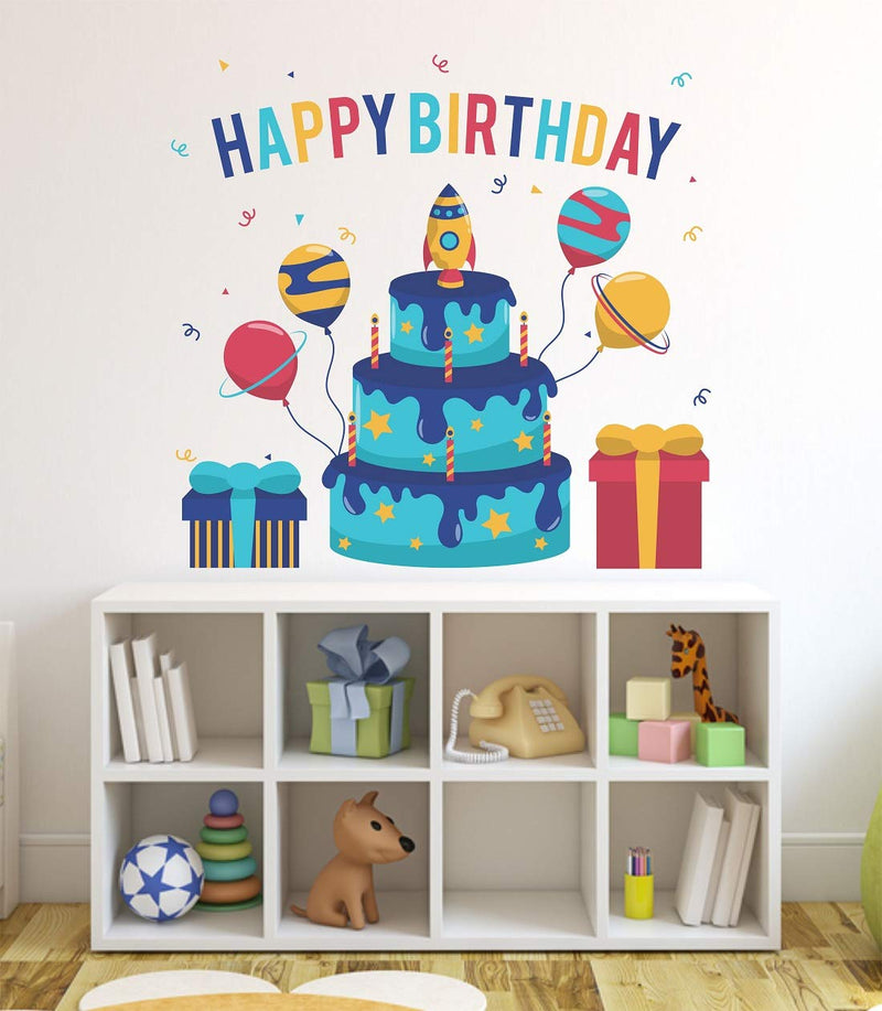 Tuffuk Happy Birthday Large Vinyl Wallstickers for Home Decorations(70 cm x 60 cm)5TZ0160