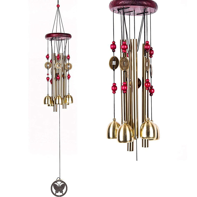 SETHI TRADERS | Metal Wind Chimes with 4 Pipe and 5 Bells for Feng Shui at Home Balcony Garden Positive Energy, Home Decor Hanging Gifts for Loved Ones Jingle Good Sound 21 Inch Long