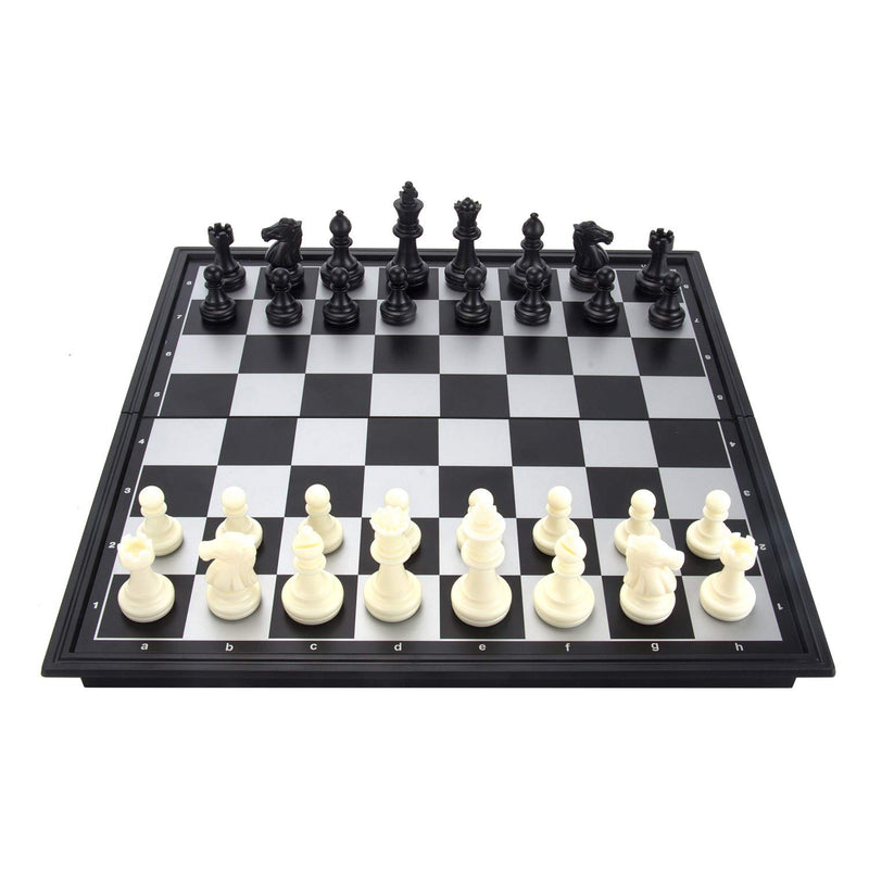 RECTITUDE 10" Magnetic Folding Chess Set, Educational Game Board for Adult Kids Beginner Chess Board Travel Toys (Black Color)