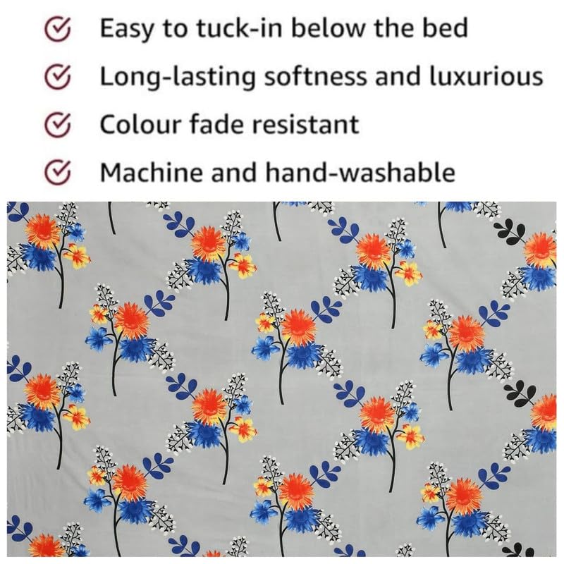 Shivi Creation Prime Collection Supersoft Glace Cotton 1 Single Bedsheet with 1 Pillow Cover (Multicolour, Size 60 x 90 Inch) - Saleti Flowers-Safari Single