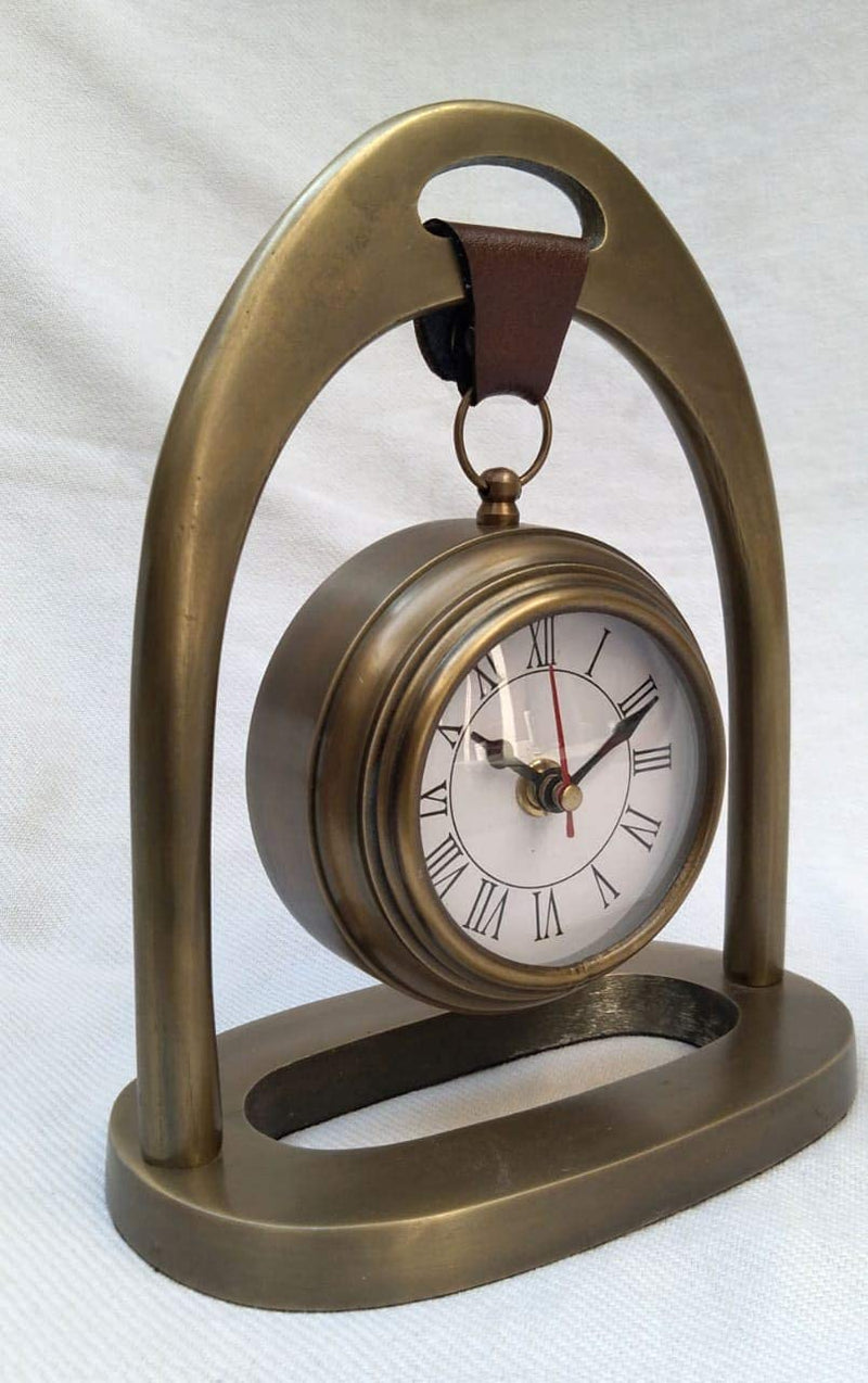 Q Time Handicraft A Beautiful Brass Hanging Table Top Clock for Office Decor & Gift