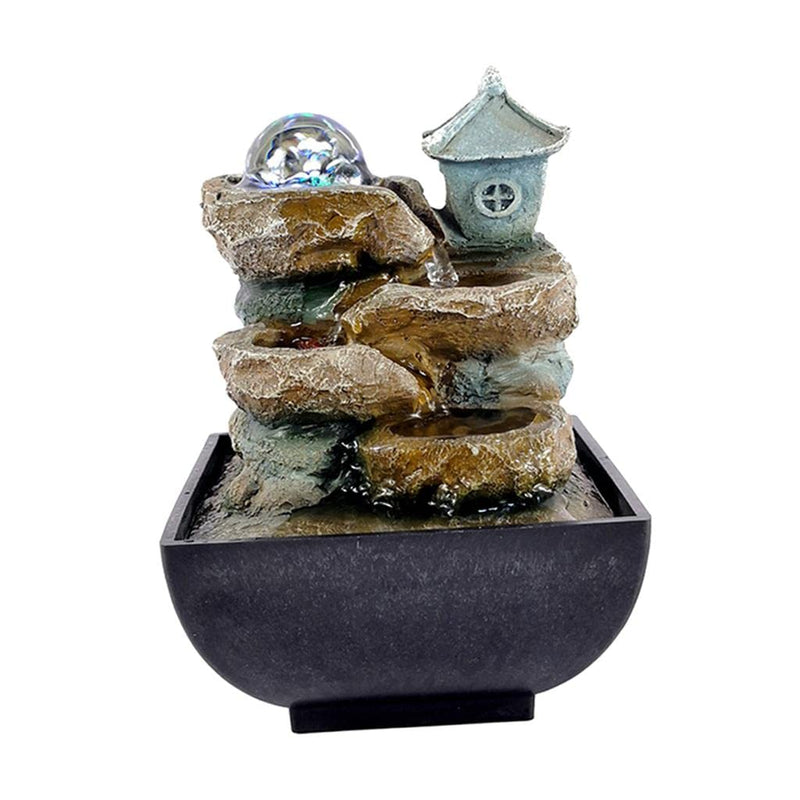 ATORSE® Tabletop Water Fountain Feng Shui Meditation Waterfall Fountain Style 3