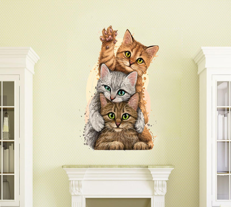 Merical Funny Cats| Size 70 X 47Cms | Wall Stickers for Home, Hall, Bedroom, Kitchen and Living Room