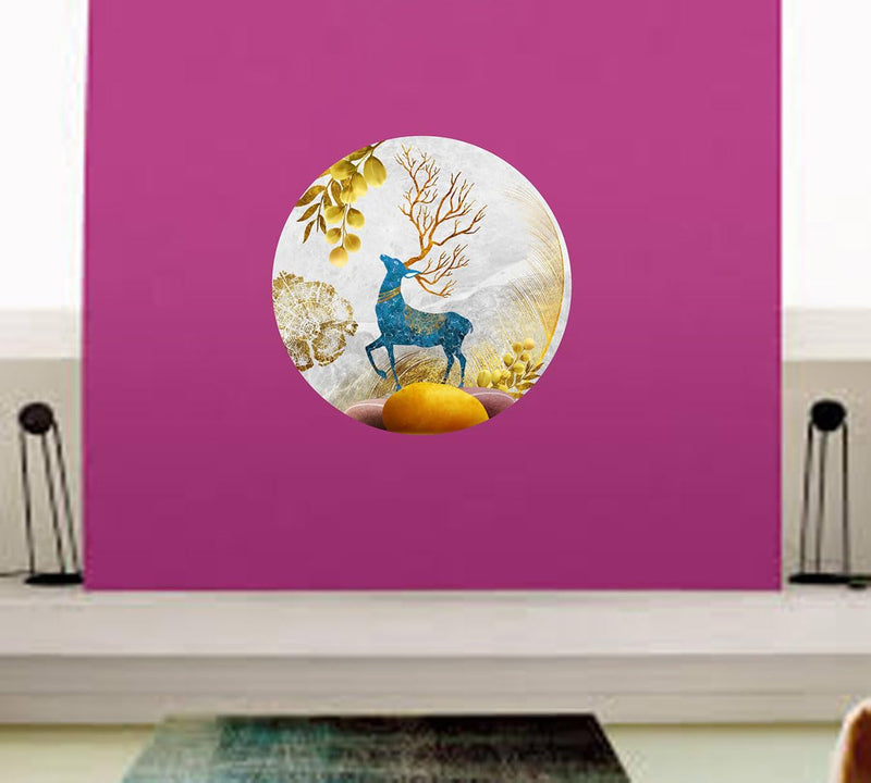 Merical Deer in Circle Left| Size 48 X 48Cms | Wall Stickers for Home, Hall, Bedroom, Kitchen and Living Room