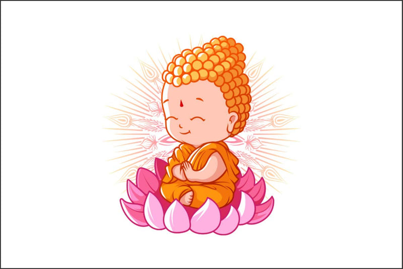 DivineDesigns™ Buddha Little Sticker (Size :- 20 X 26 inch) | Wall Sticker for Living Room/Bedroom/Office and All Decorative Stickers