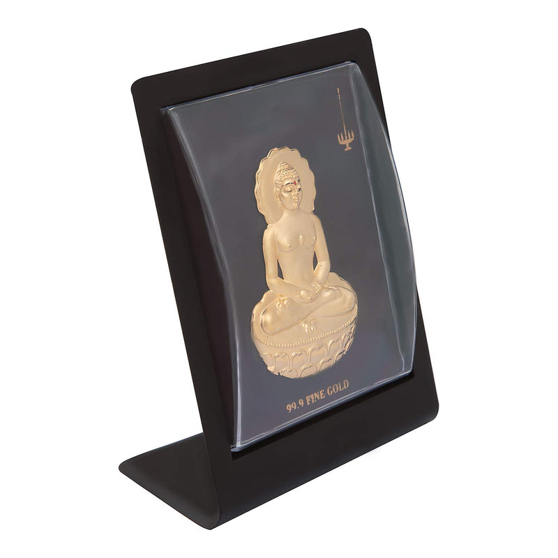 Satnam Gems 99.9 Fine Gold Mahavir Swami Ji Picture Frame