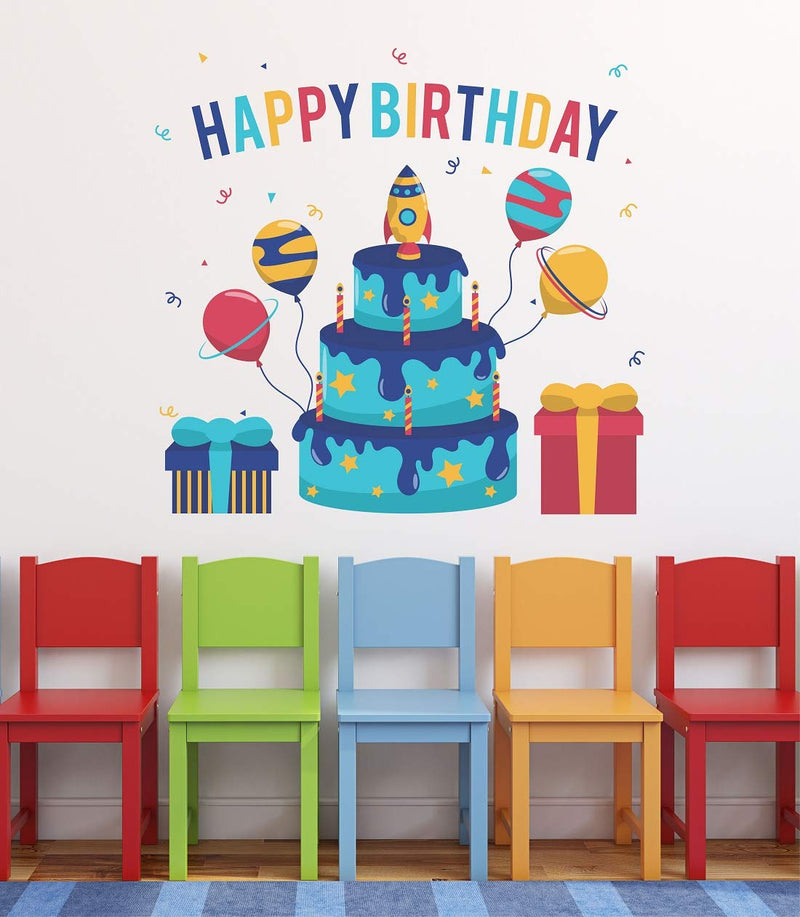 Tuffuk Happy Birthday Large Vinyl Wallstickers for Home Decorations(70 cm x 60 cm)5TZ0160