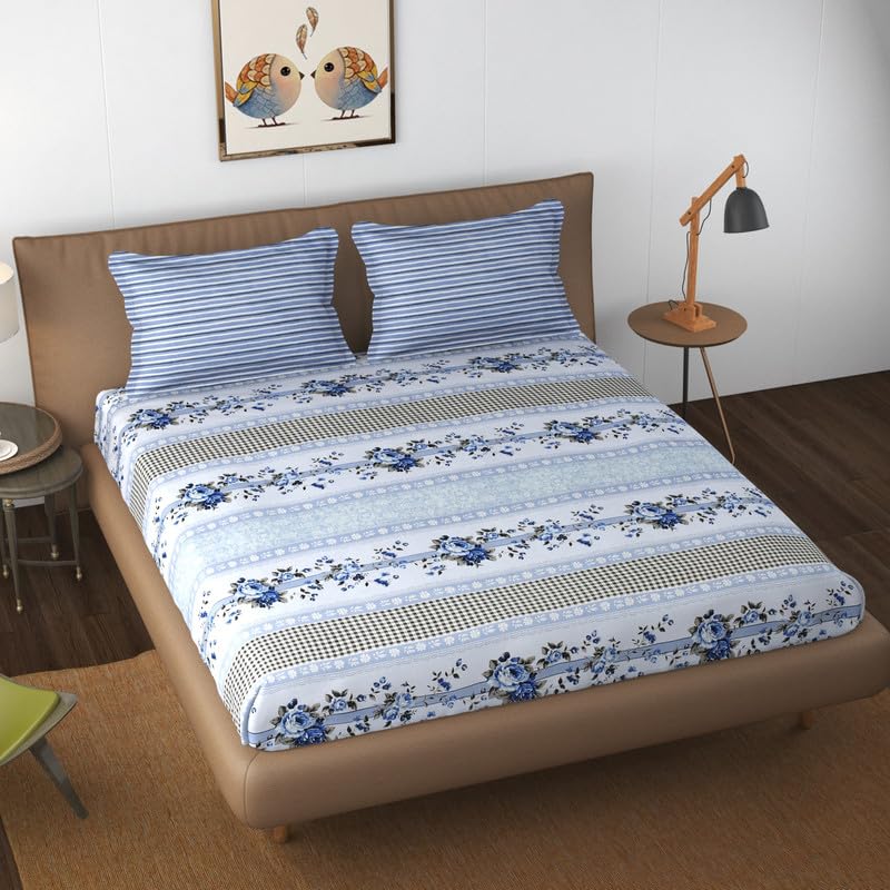 Florida Bedsheet for King Size Bed with Pillow Covers and Made of Microfiber with Floral Print