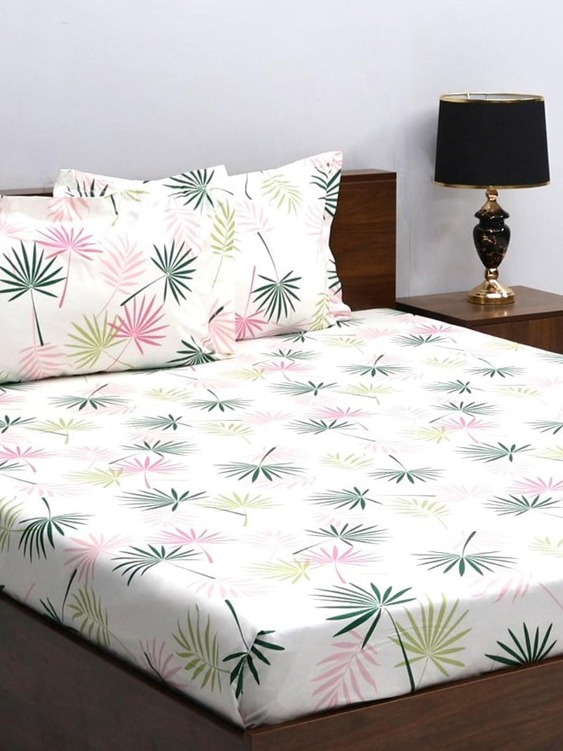 Bombay Dyeing King Size Bedsheet - 180 Thread Count Cotton Digital Print 274cmx274cm Super Soft Bedding Set Bed Linen with 2 Pillow Covers - 7004 (King, Green)