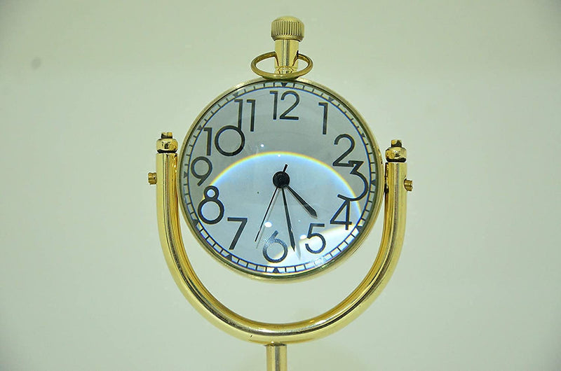 Brass Clock Desk & Table Clock with Globe Style &Royal Nautical Numeric Dial Clock for Study Table, Office, Bedroom, Living Room, Home Decor, Wedding Gift