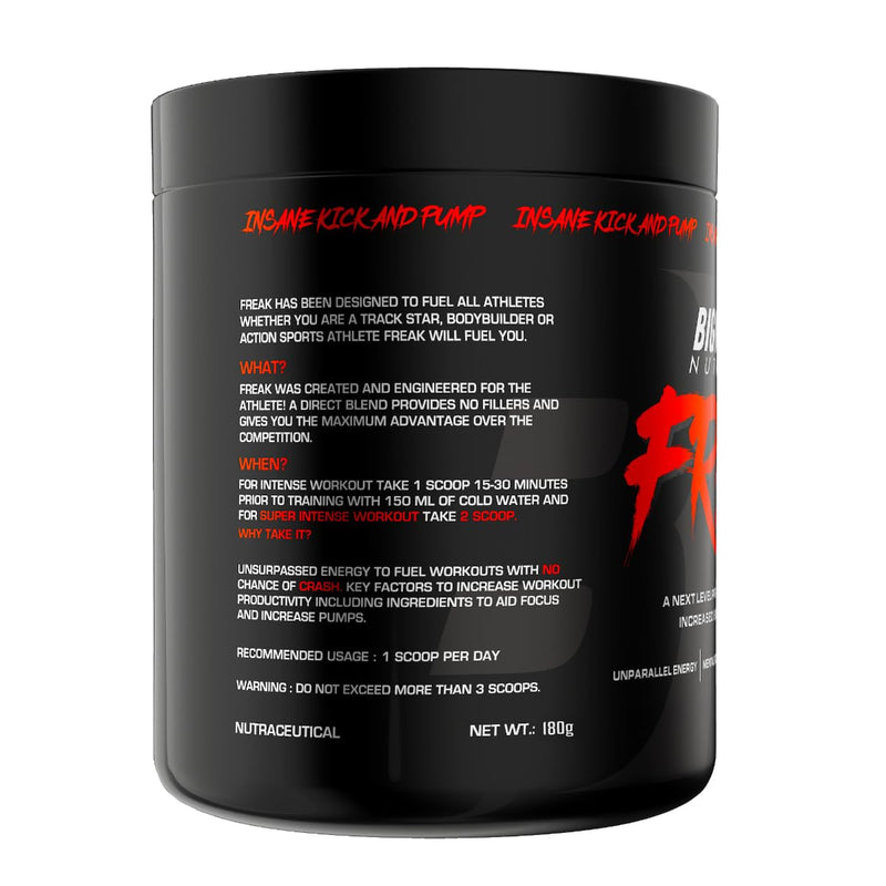 Bigmuscles Nutrition Freak Pre-Workout [30 Servings, Sex On The Beach] | Increased Energy, Strength, Mental Focus & Powerfull Pumps | 180 Gm, Powder,Pack of 1