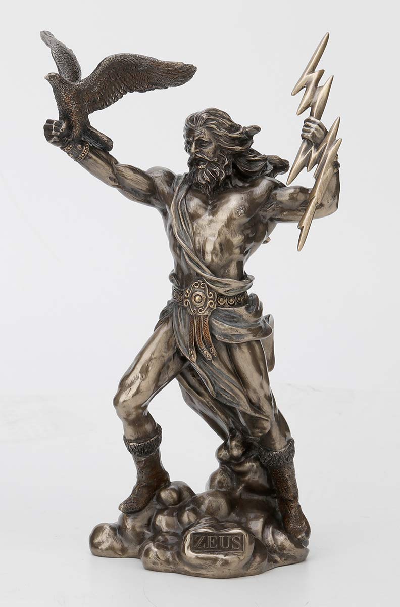 Veronese Design 8 1/2 Inch Greek God Zeus Thunderbolt Strike Cold Cast Resin Antique Bronze Finish Statue Home Decor