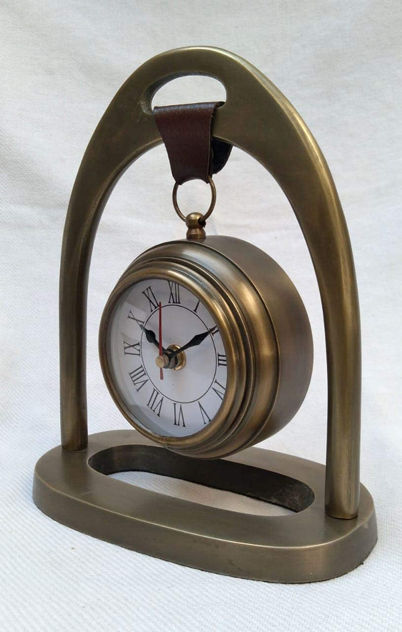 Q Time Handicraft A Beautiful Brass Hanging Table Top Clock for Office Decor & Gift