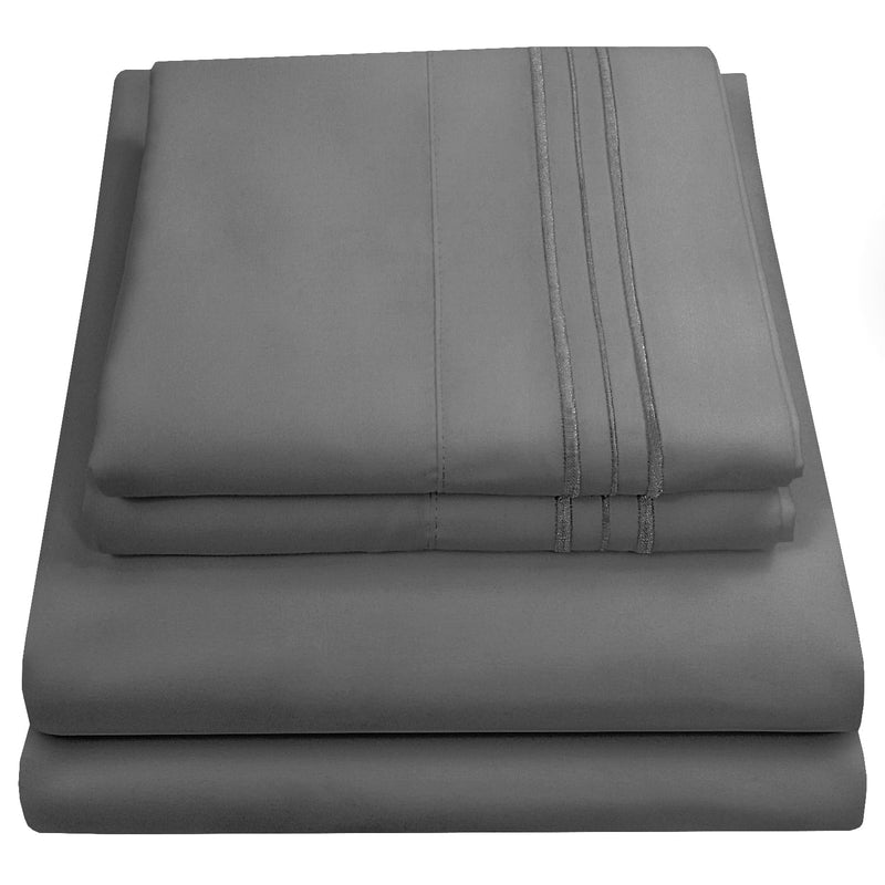 King Size Sheets - Breathable Luxury Bed Sheets with Full Elastic & Secure Corner Straps Built In - 1800 Supreme Collection Extra Soft Deep Pocket Bedding, Sheet Set, EXTRA DEEP pocket - King, Gray