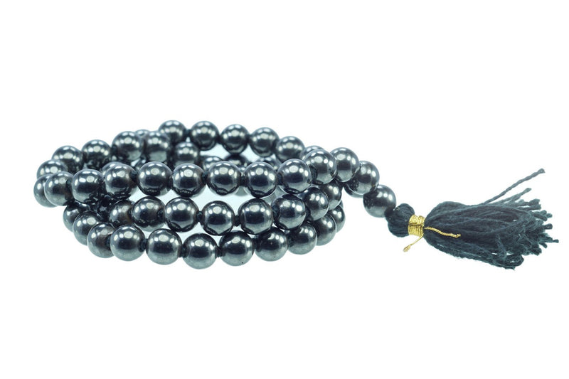 SS Gems And Rudraksha Non-Precious Metal Round Shape Magnet Mala for Unisex (Black)