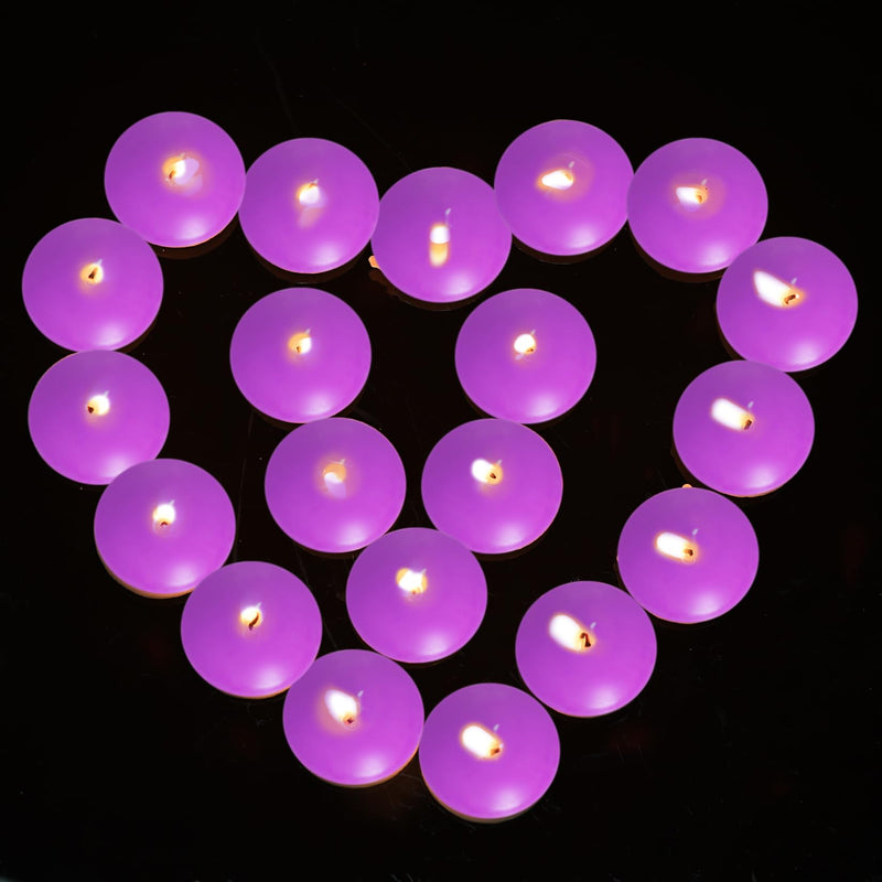 20 Pcs Floating Candles Centerpieces, 1.5 Inch Unscented Floating Candles Small Decoration, Floating Candles Vases for Valentine's Day, Thanksgiving, Wedding, Holiday Home Decor (Purple)