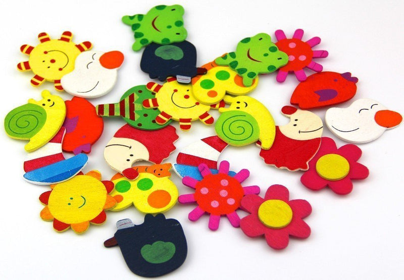 CraftDev Wooden Nature Theme Magnets - Set of 40, Multicolour