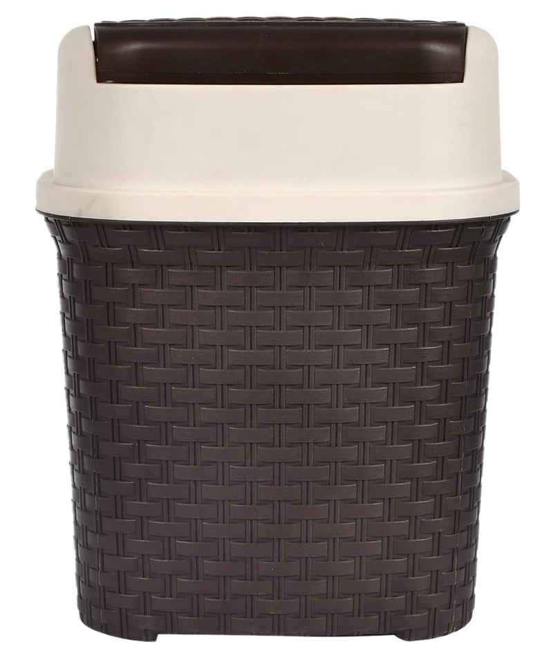 Kuber Industries Plastic Dustbin, Garbage Bin, Trash Can, Waste Bin With Swing Lid 7 Litre (Brown)-47KM0705