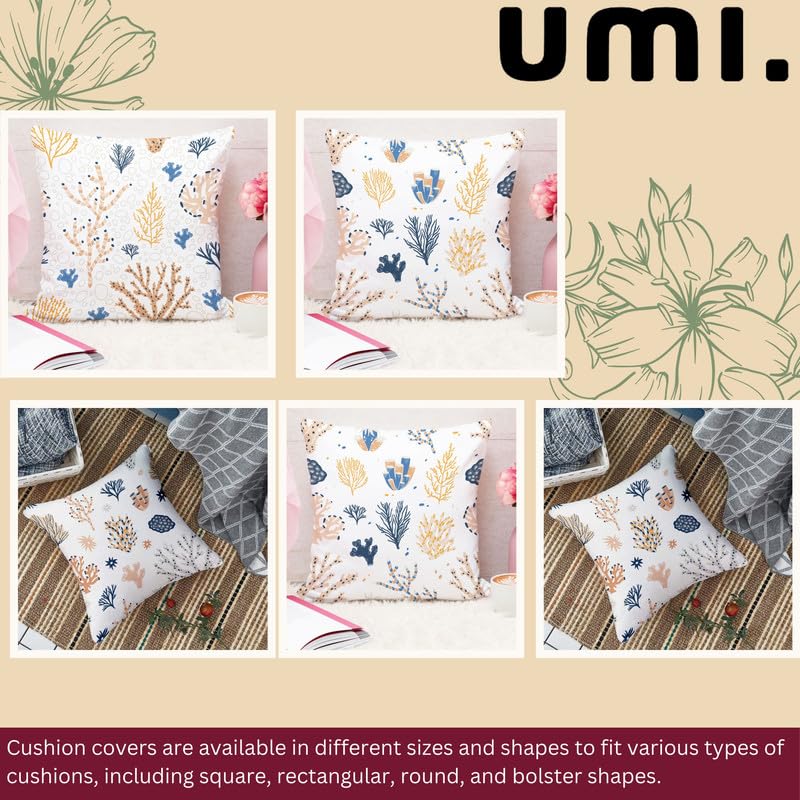 Amazon Brand – Umi. Printed Poly Cotton Cushion Covers, Set of 5 (16 x 16 Inches)