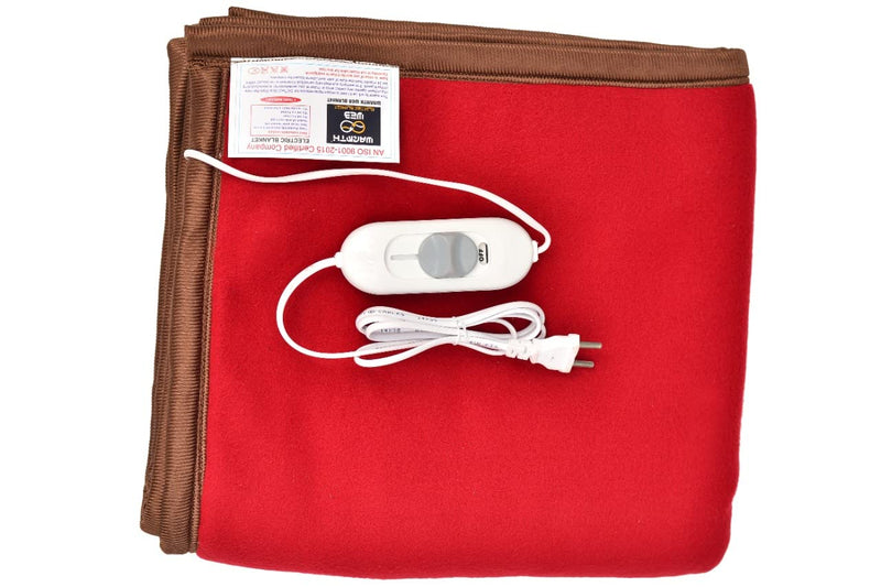 WARMTH WEB Bed Warmer Electric Under Blanket Single Bed (2 Years Warranty, Polar Fleece, Maroon, 30x60 inches), Reversible