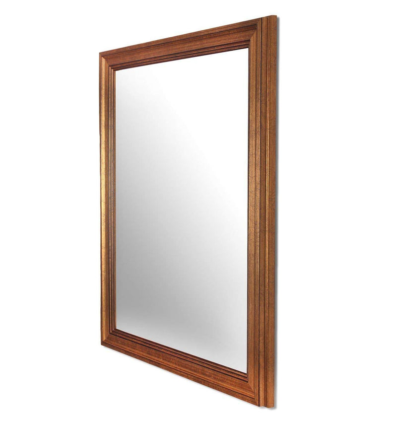 Art Street Synthetic Wood Wall Mirror (Mirror Inner Size : 12 x 24 inch , Outer Size : 15 x 27 inch, Gold) (ASWM11301)