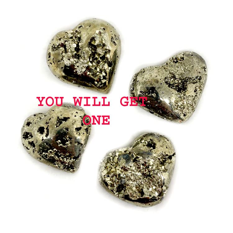 Astroghar Natural Pyrite Crystal Mini 30 mm Raw Uneven Cut Heart for Reiki Healing and Crystal Healing