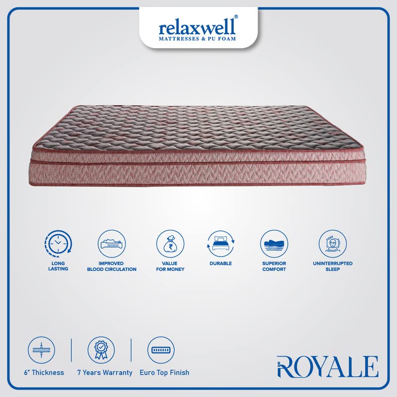 RELAXWELL MATRESSES Royale - Ortho Coir Mattress with Two Free Pillow for Your Comfort Night (78x60x6 Inches, Queen)