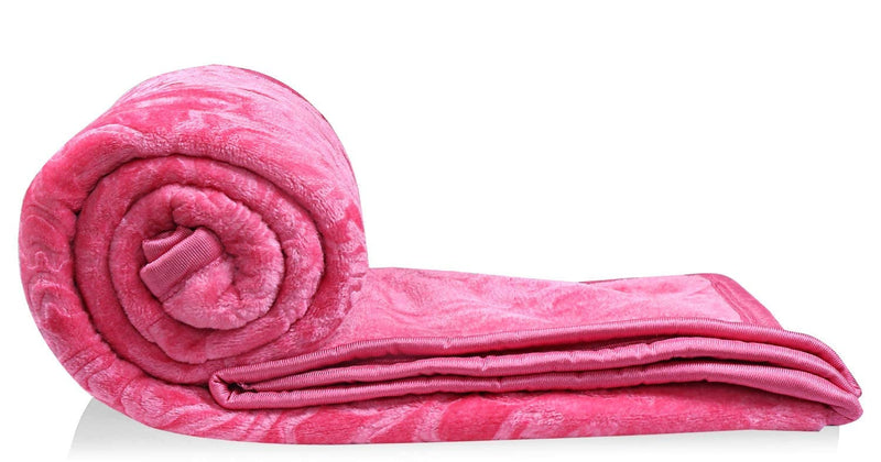 HomyReef Velvet Floral Embossed Super Soft for Winter Heavy Double Bed Mink Blanket (Pink, Double Bed - 90x90 Inch)