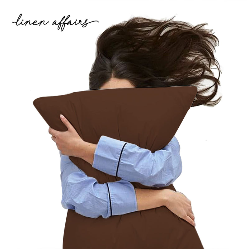 linenaffairs Microfiber Plain Pillow, Set of 2 Chocolate Pillow - 20 x 30 In Size