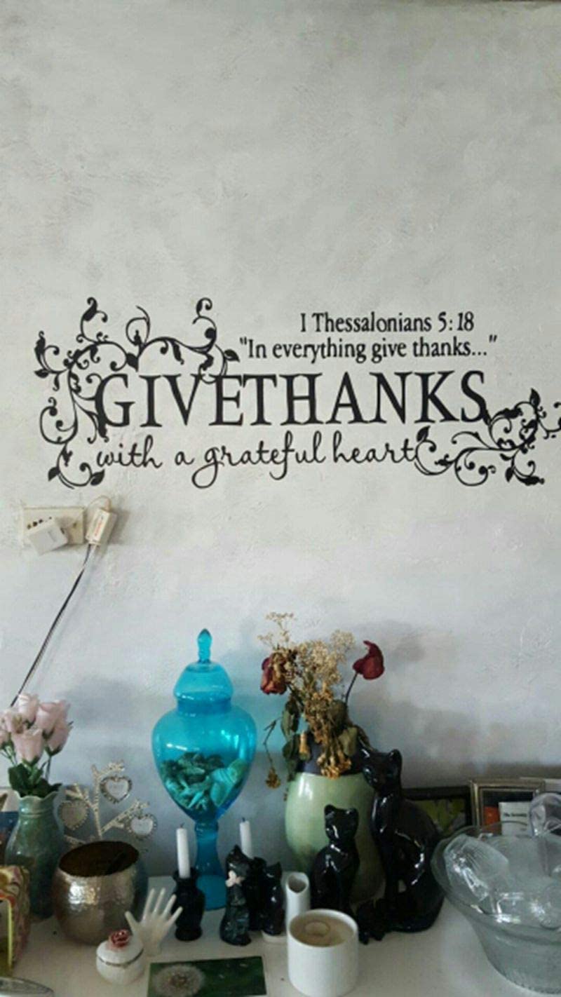 GADGETS WRAP Vinyl Wall Decal Sticker Bible Verse Give Thanks with A Grateful