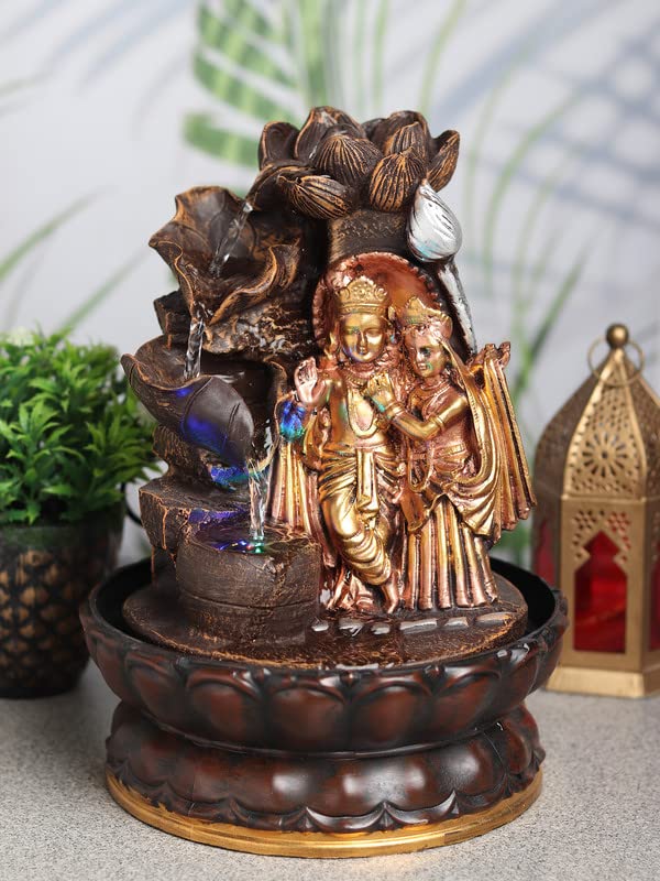 SPLICE Krishna Ji and Radha Ji Water Fountain Showpiece for Home Decor Decoration and Gift Gifting Items