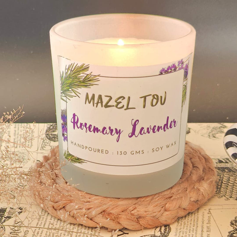 THE TINGE Lavender & Rosemary Scented Hand Poured Smokeless Pure Soy Wax Candle Upto 30 Hours for Birthday Anniversary Gift Home Decor Birthday, Diwali Gift Fragrance Candle