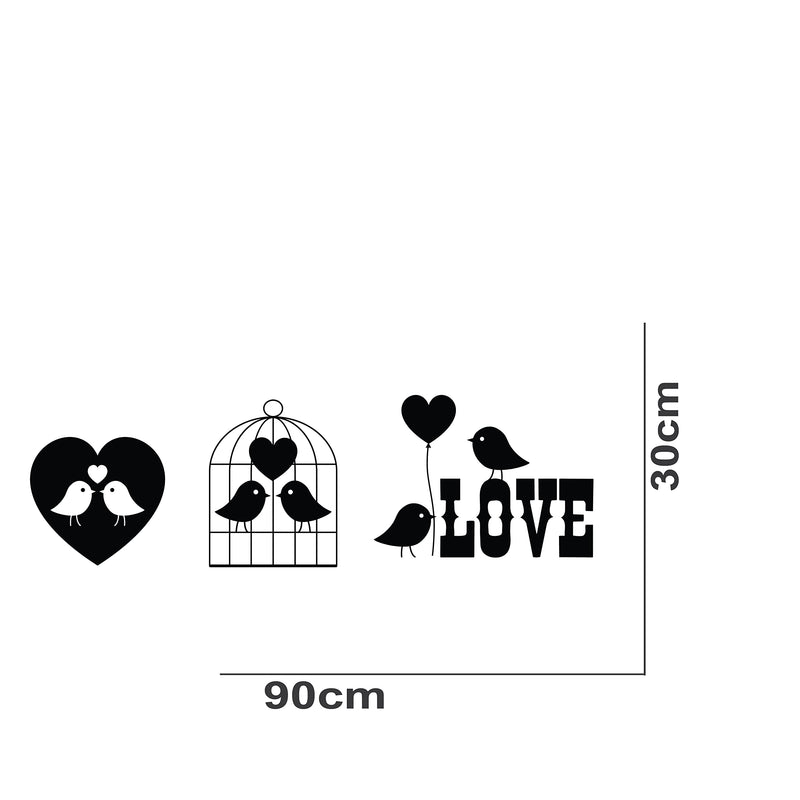 VVWV Love Birds Wall Stickers for Office Living Room Kids Room Home & Kitchen Decor L x H 90 x 30 Cms