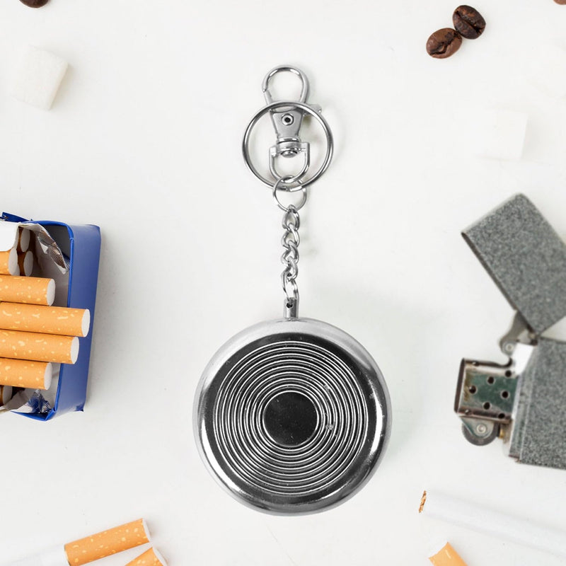 VARIEGA Mini Pocket Stainless Steel Ashtray with Keyring - Portable,Sleek, Compact & Stylish Accessory for Effortless Convenience (1pc)