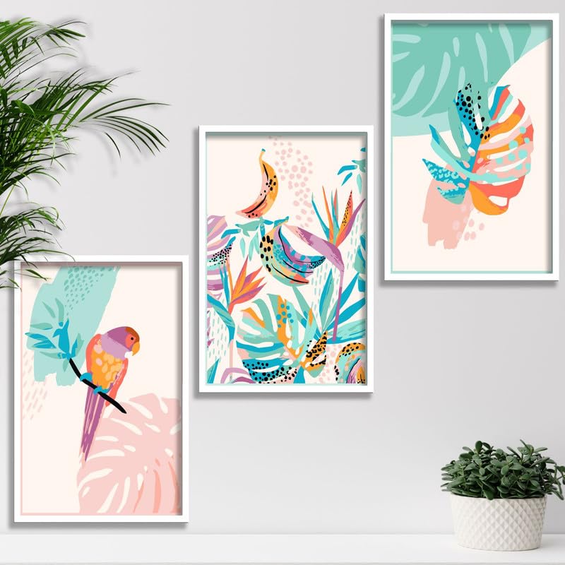 SAF paintings Set of 3 Modern Boho Art Wall Painting For Home And Office ol-COMBO-2068-K3