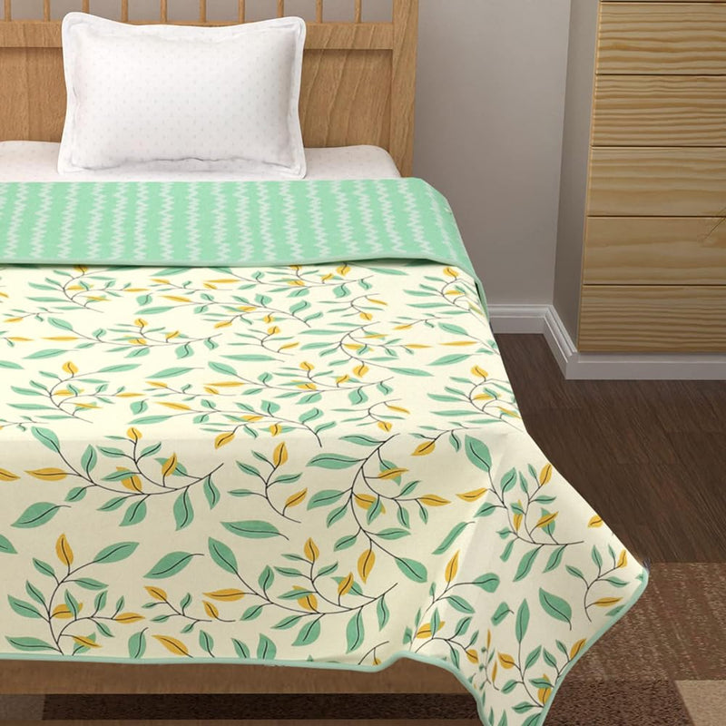 BSB HOME Cotton Super Soft Brushed Microfiber Cotton 2 Layer Breathable Single Bed Dohar Lightweight Summer | AC | All Season Blanket Dohar 84X96(Inches) 220 X 152 Flannel Dohar Light Green and Pista