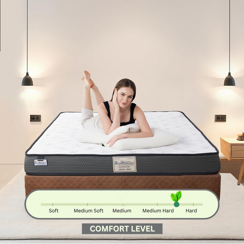 DREAMZEE Ortho-Back™ - Globally Certified 100% Natural Latex + Bonded Foam - Medium Hard Ortho Comfort - Latex Hybrid Mattress (75x48x6 Inches)