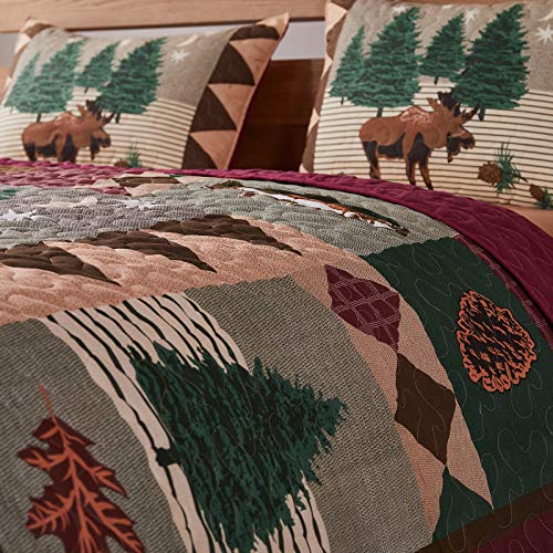 Greenland Home Moose Lodge Quilt Set, Queen, Natural