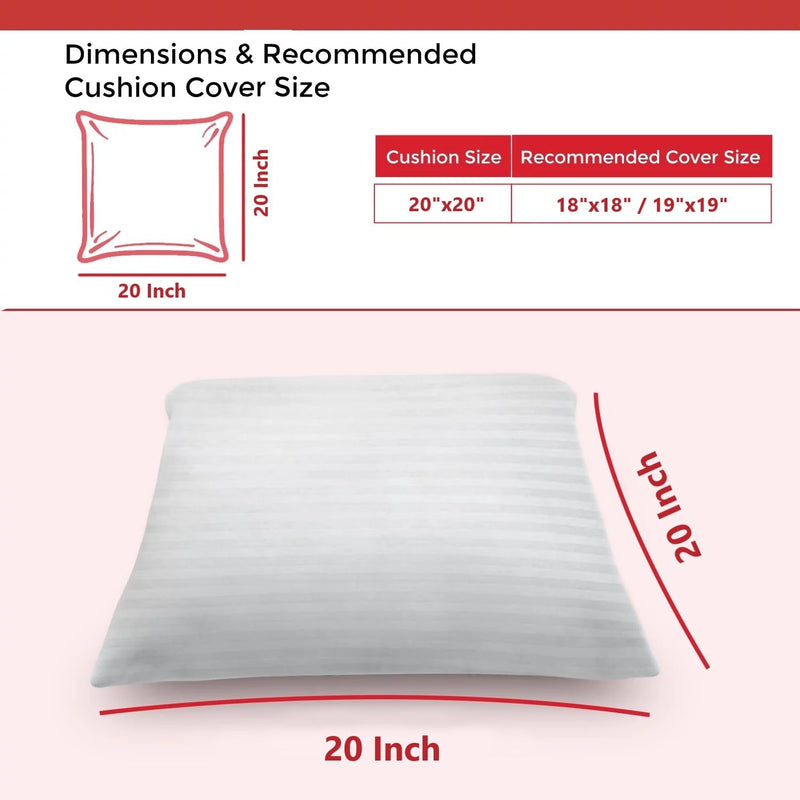 VLYSIUM Perfect Sleeper Premium Square 20x20 Inch Polyester Fiber Cushion Sofa Pillow Set of 4 (White)