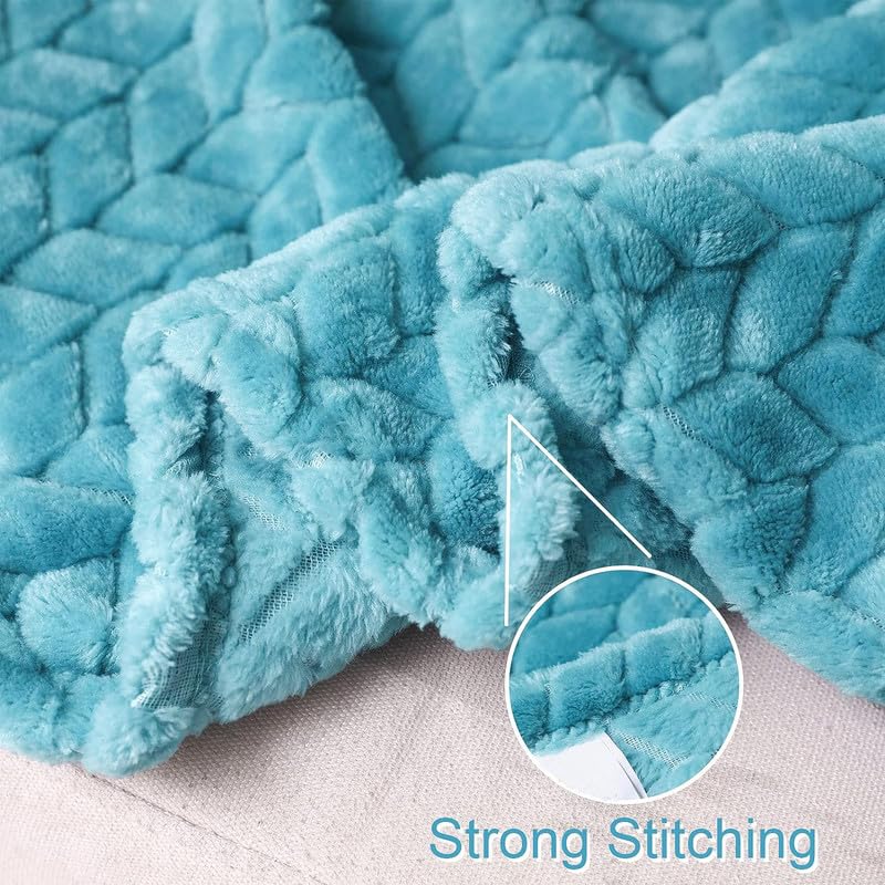 BSB HOME® Premium 220 TC Fleece Single Blanket | 300 GSM Lightweight Cozy Ultrasoft for Bed, Sofa, Travel & Camping| 228x152 cm |Aqua Blue