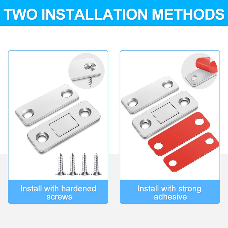 FATLODA 8 Pack Magnetic Door Catch, Ultra Thin Cabinet Magnets Stainless Steel Cabinet Door Magnetic Catch, Adhesive Cabinet Door Magnets for Kitchen Closet Drawer Magnetic Cabinet Latch