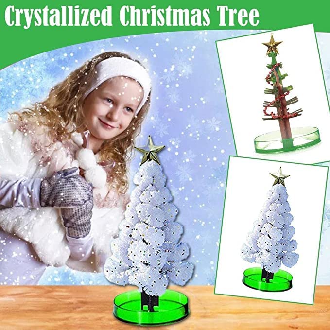 MOBCLIXS Magic Growing Christmas Tree, Magical Crystal Christmas Tree,Magic Growing Crystal Christmas Tree Kit Novelty for Kids DIY Ornaments/Wall Hanging Giftsand Party Toys Green