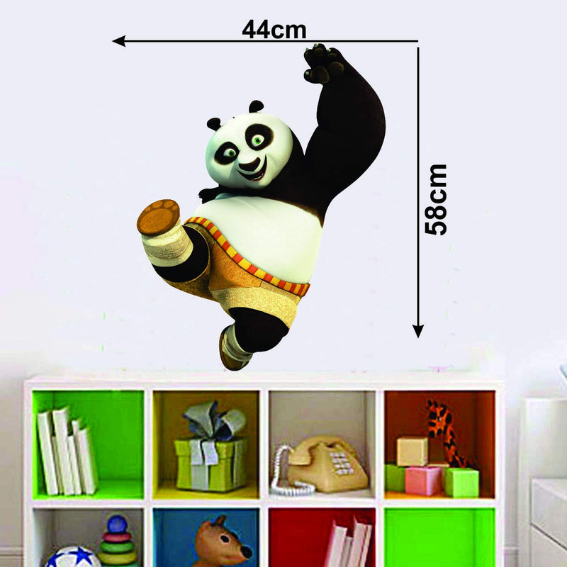 Decor Villa PVC Vinyl Cute KumFu Panda Cartoon Wall Stickers for Kids Room Bedroom Living Room, Size: 44 CM X 44 CM, Multicolour