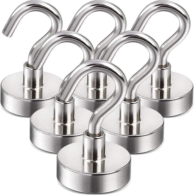 SHIV KRAFT Magnetic Utility Hooks, Heavy Duty Rare Earth Neodymium Magnet Hooks with Nickel Coating for Hanging Kitchen, Cruise, Classroom, Workplace, Office and Garage etc, 6 Packs